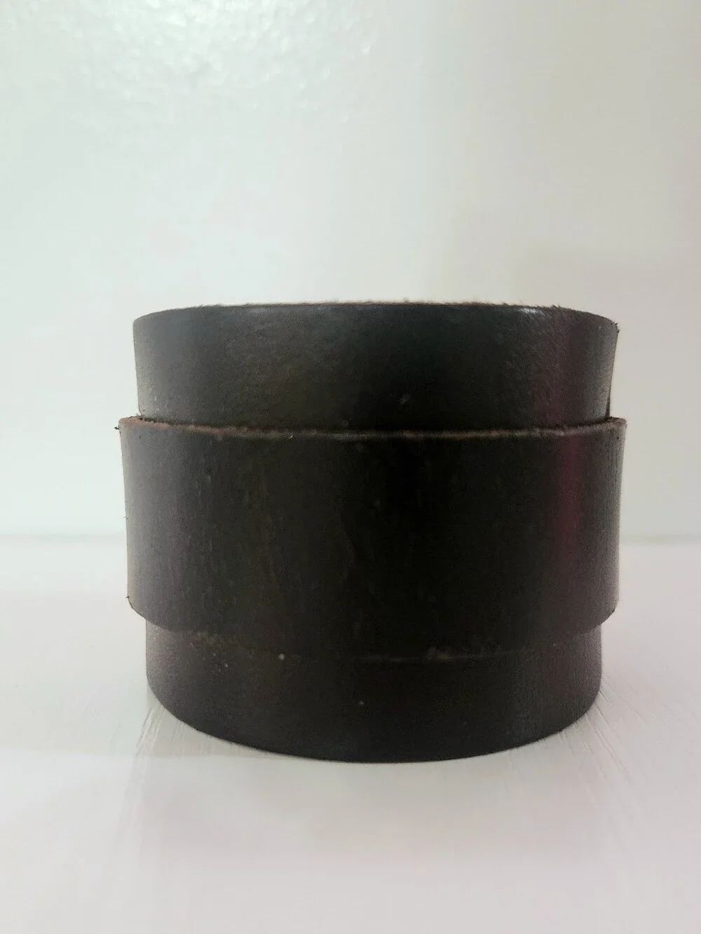 Men's & Women's Black Genuine Leather Cuff Bracelet - Minimalist Style, Black